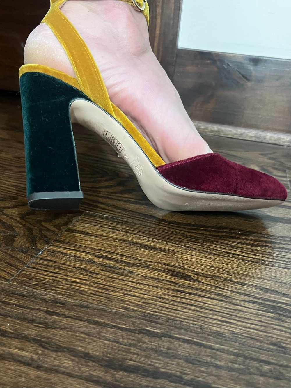 J Crew Harlow Multi Velvet Pumps - Burgundy Dark Green and Mustard 11 - Picture 10 of 12